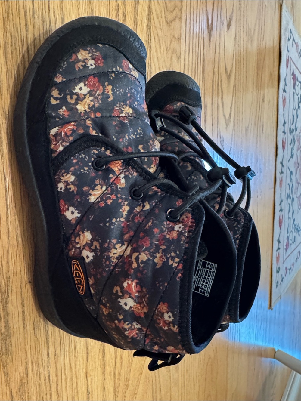 KEEN Kids Howser Floral Waterproof Boots - Black with Pink Floral